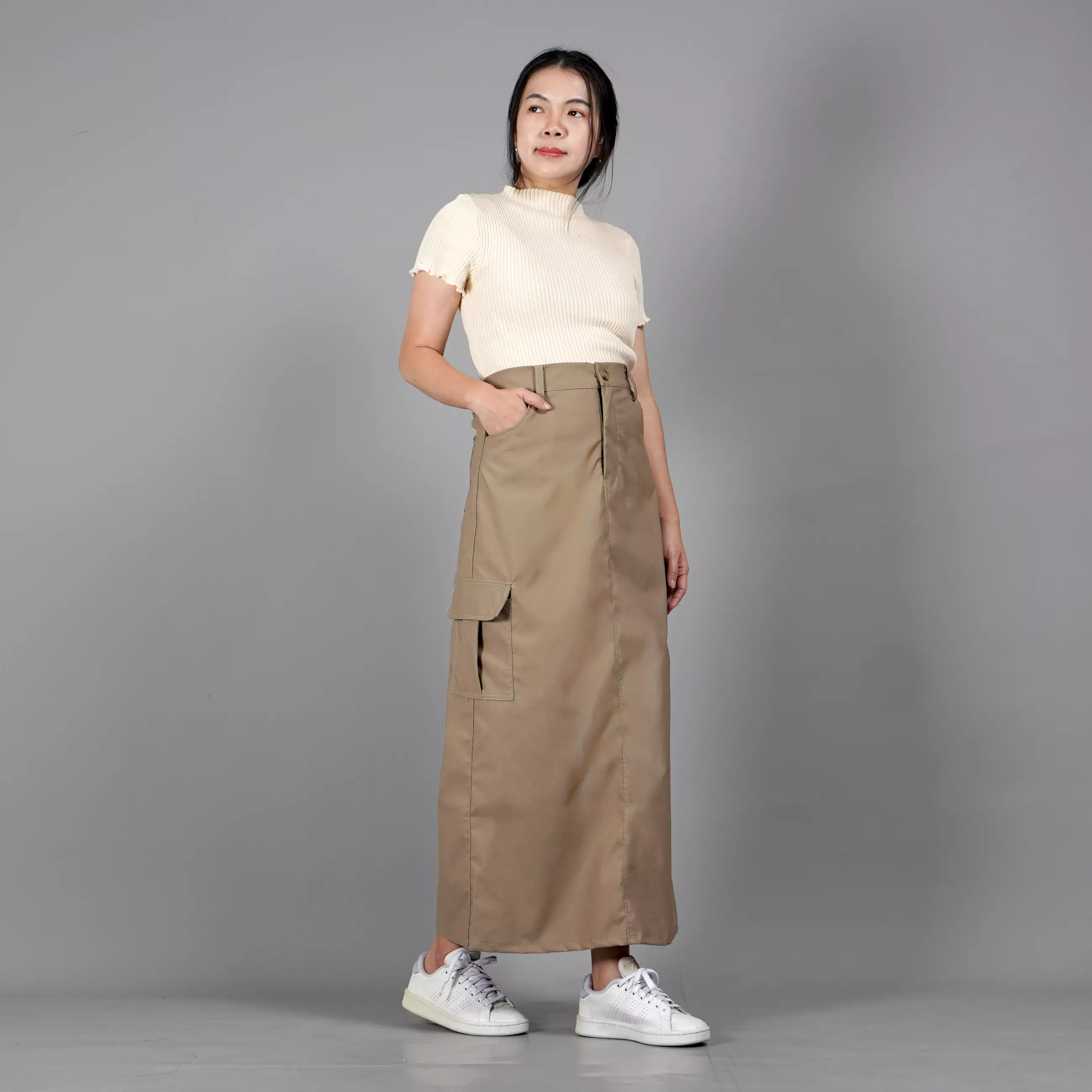  MAGGIE Rok Cargo Bawahan Wanita Kekinian Model Terbaru - KHAKI