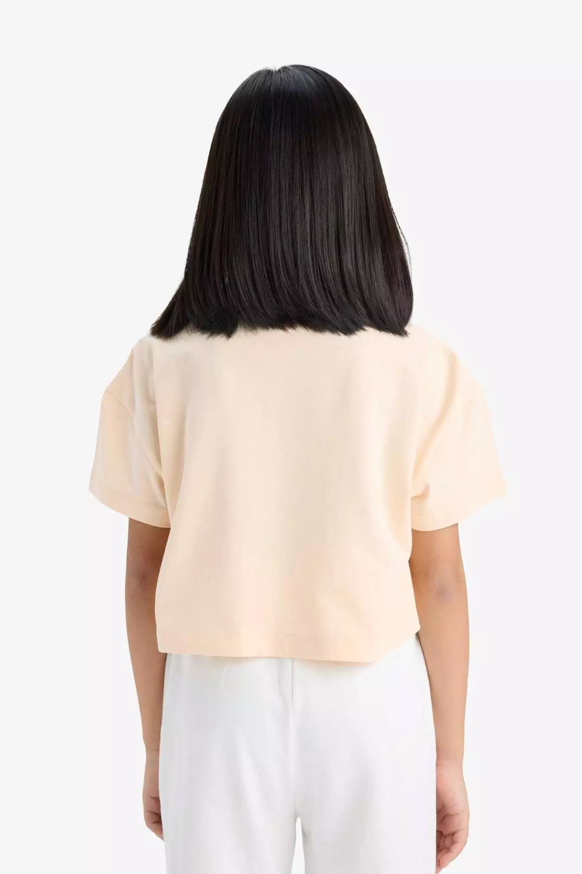 Girl's Crop Crew Neck Printed Short Sleeve T-Shirt E0385A825Sm
