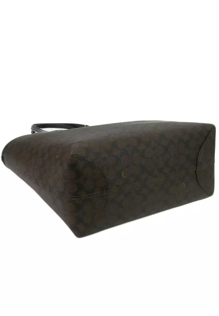 City Tote Bag In Signature Canvas - Walnut Black