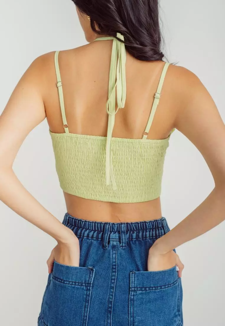 Buy Love, Ara Naegle Lime Knitted Halter Neck Strap Ruched Bust Tube Top  2024 Online
