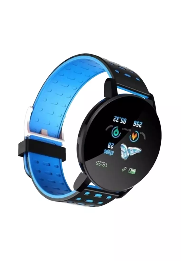 Smartwatch Pria Sport Fitness Tracker Heart Rate Waterproof Many Function Strap Tali Material Silicone BL60 ORIGINAL - Black Blue