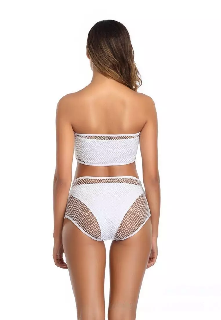 White sales mesh bikini