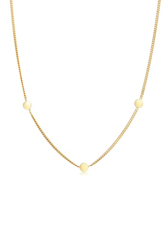 Elli Jewelry gold Necklace Platedlet Circle Coin Boho Minimal Basic 375 Yellow Gold 45303AC8698FE0GS_1