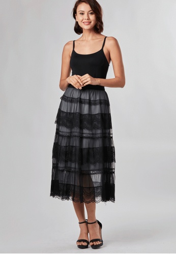 Somerset Bay Nova - A Tiered Favourite Pull On Skirt In Tulle With Layers Of Vintage Lace F03F5AAFB28722GS_1
