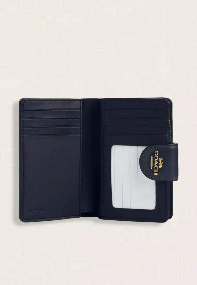 Coach Medium Corner Zip Wallet In Signature Jacquard Midnight Navy