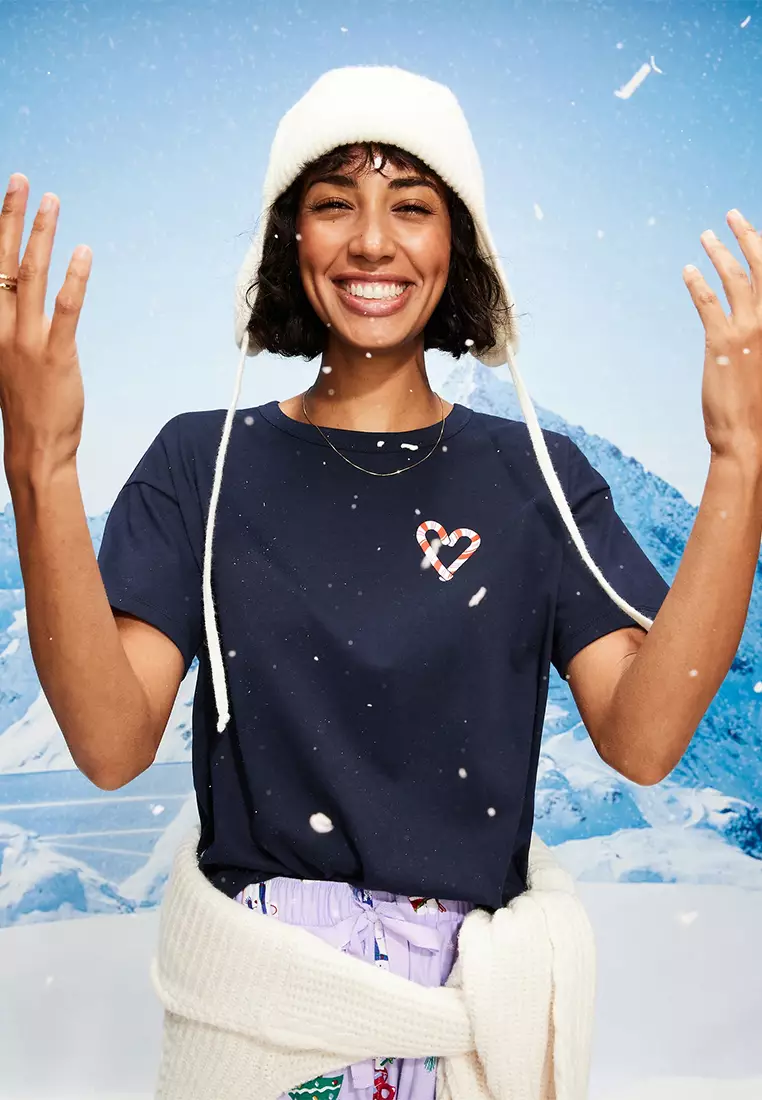 Holiday-Graphic Crew-Neck T-Shirt for Women