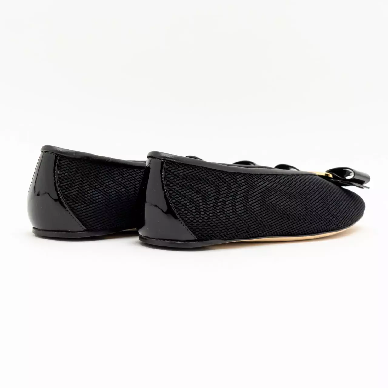 Vara Bow Ballet Flat Mesh and Patent Leather Black