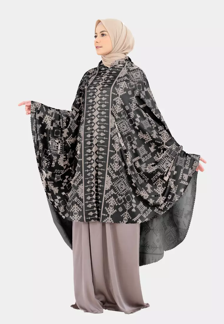 Mukena 2 in 1 Sabiyaa Ethnic Lasercut Silk Premium - Night Amethys