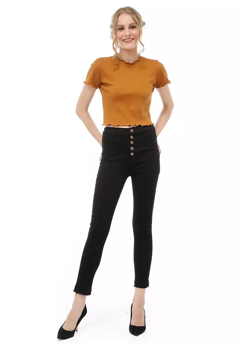 Jourel Long Pants Wanita Skinny Jeans Classic Highwaist 5 Button Material Denim ORIGINAL