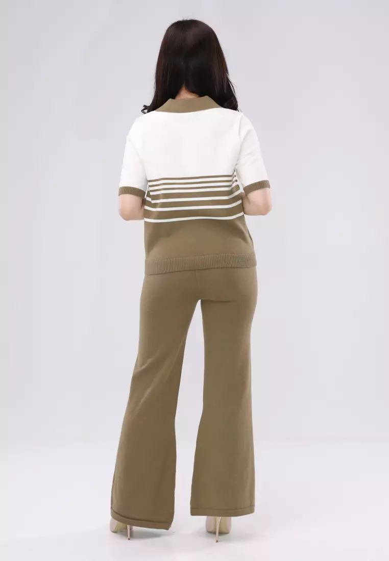Knitted Short Sleeve Blouse/Pants