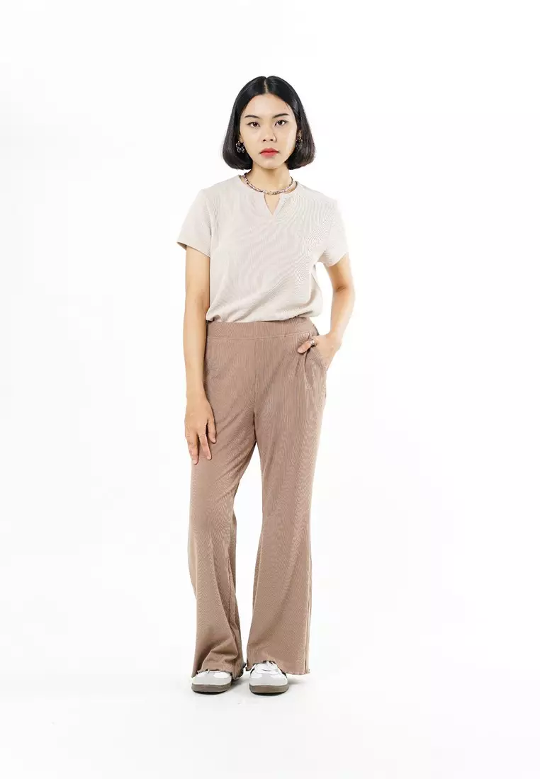 3Second Women's Long Flare Pants Body Fit Polyester Elastane Myra HP-C040126