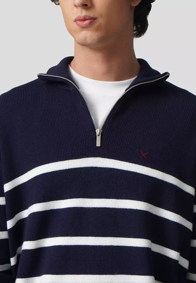 USA Collection Regular Fit Quarter Zip Pullover In Stripes