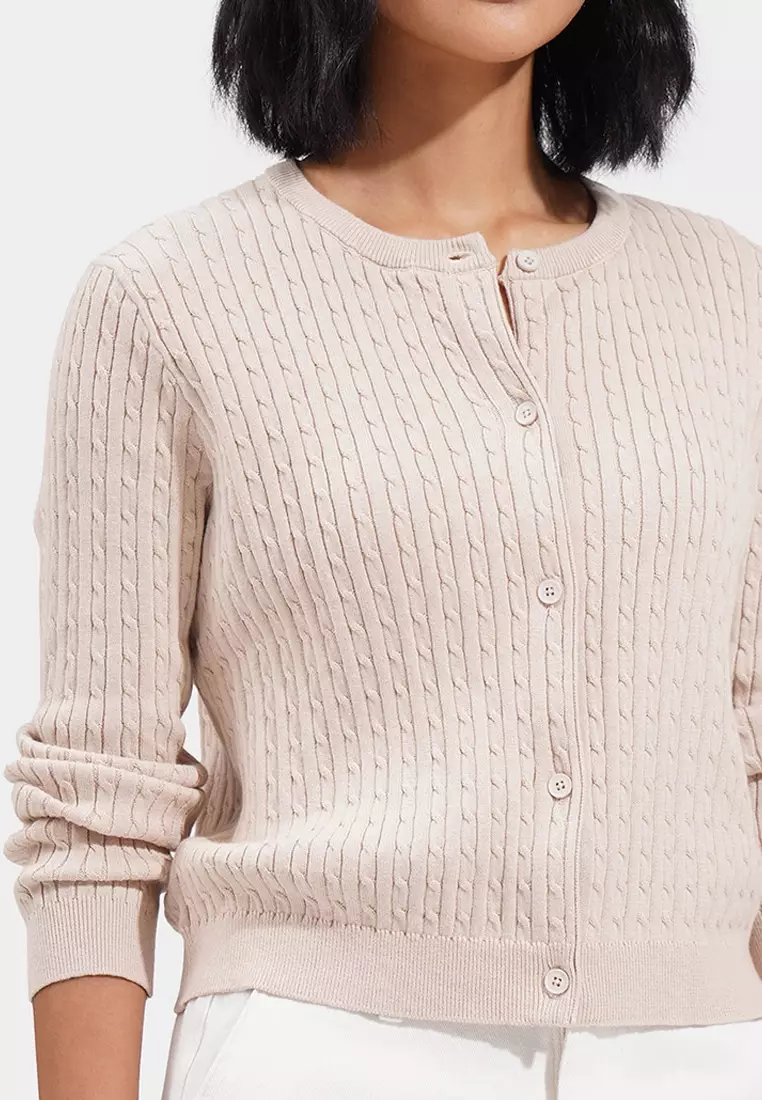 Button Down Cable Knit Cardigan