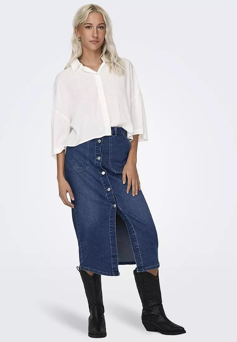 Franka High Waist Button Denim Skirt