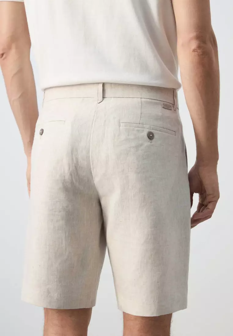 Slim-Fit 100% Linen Bermuda Shorts