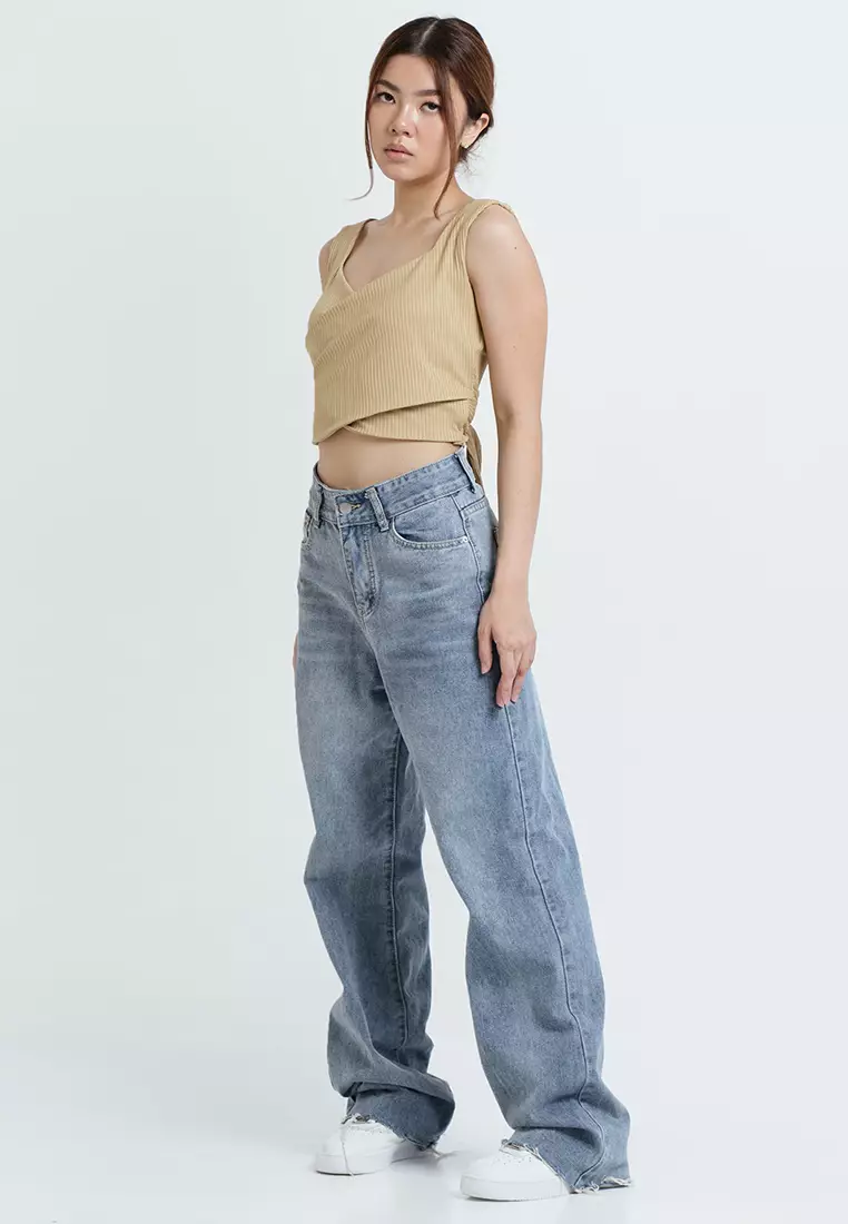 Overlap Knit Tank Top in Mustard