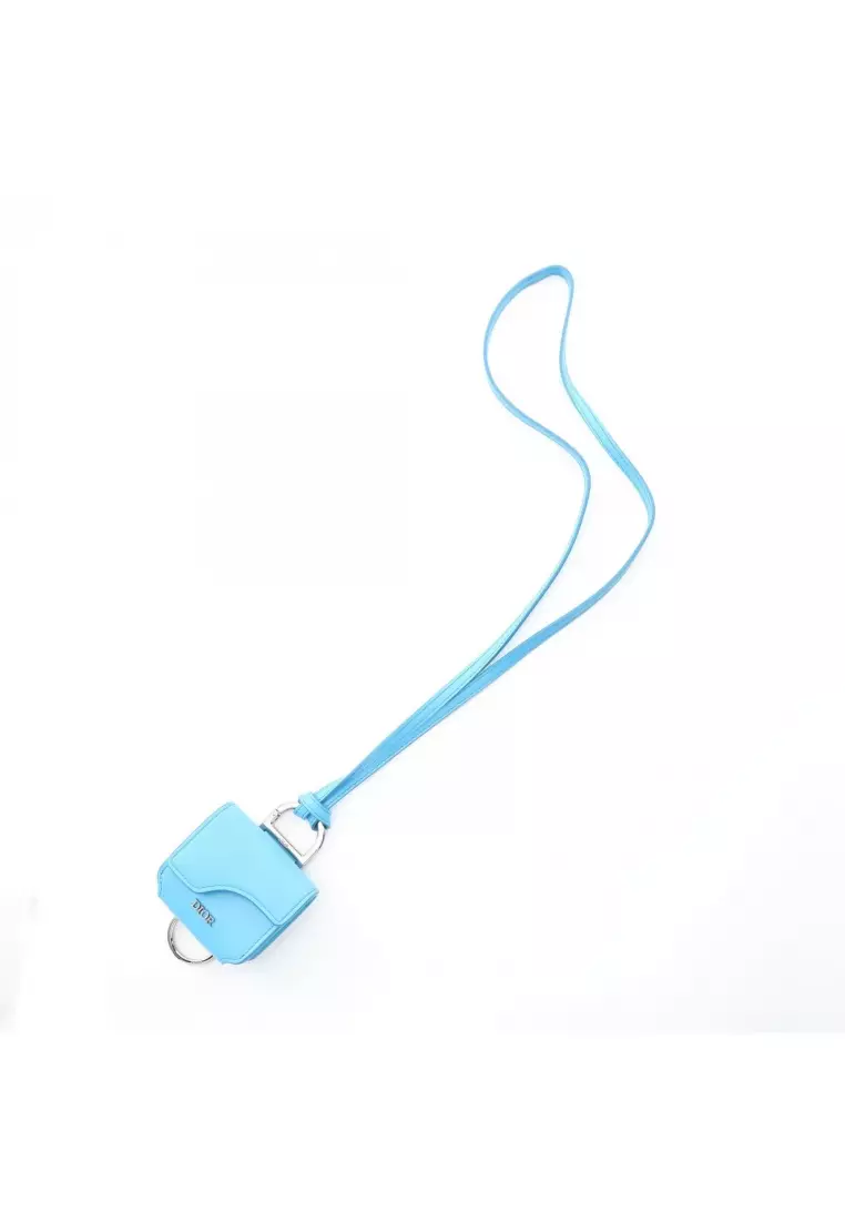 Pre-Loved Christian Dior saddle AirPods Pro case earphone case leather blue