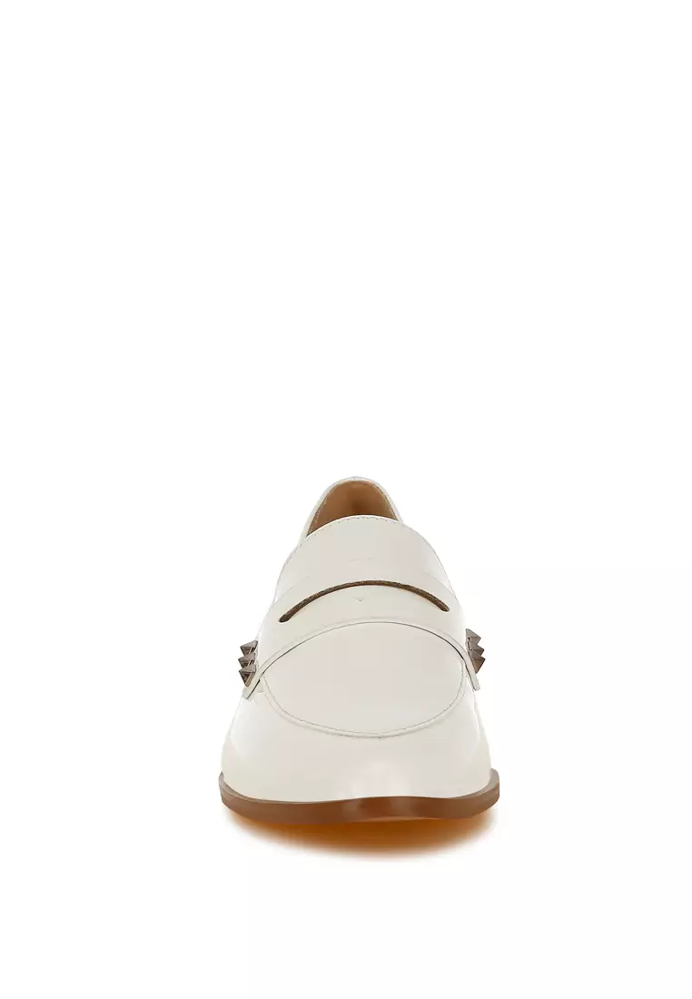 Patent Pleather Penny Loafers in Off White