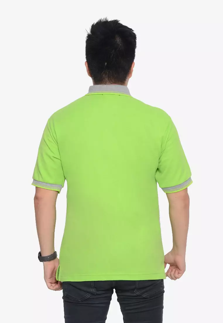 Andre Michel Kaos Polo Shirt Lengan Pendek Kerah Abu Hijau Stabilo 933-54