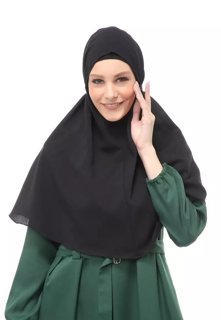 Tamara Jilbab Muslimah Wanita Motif Polos Relaxed Fit - Black
