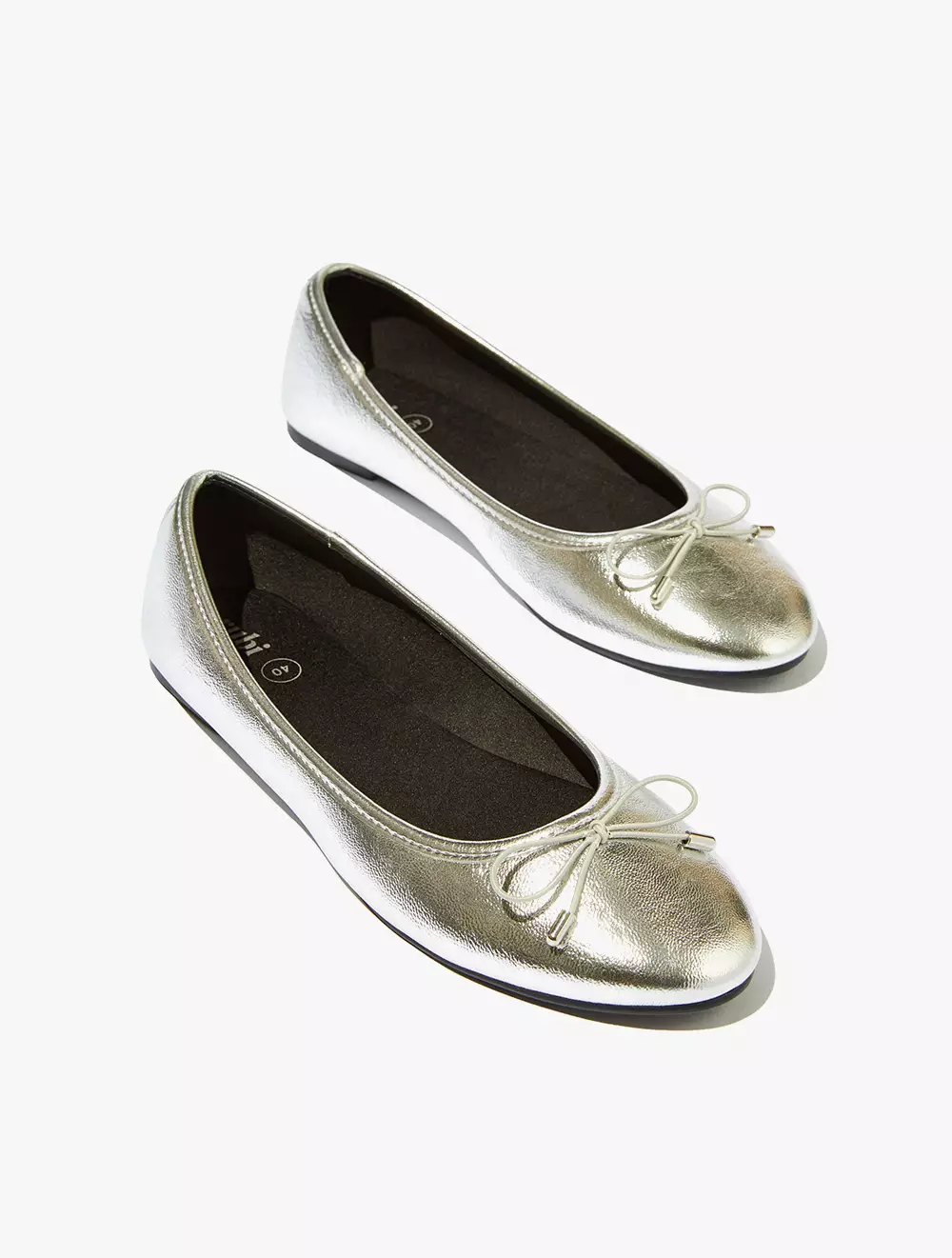 Rubi -  Sepatu Wanita  - Emma Bow Ballerina - Silver Textured
