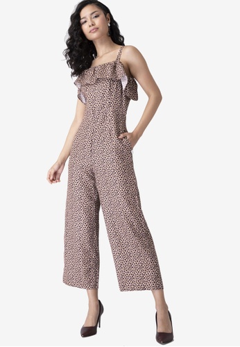 FabAlley beige Floral Ruffled Strappy Jumpsuit 281E8AA983E567GS_1