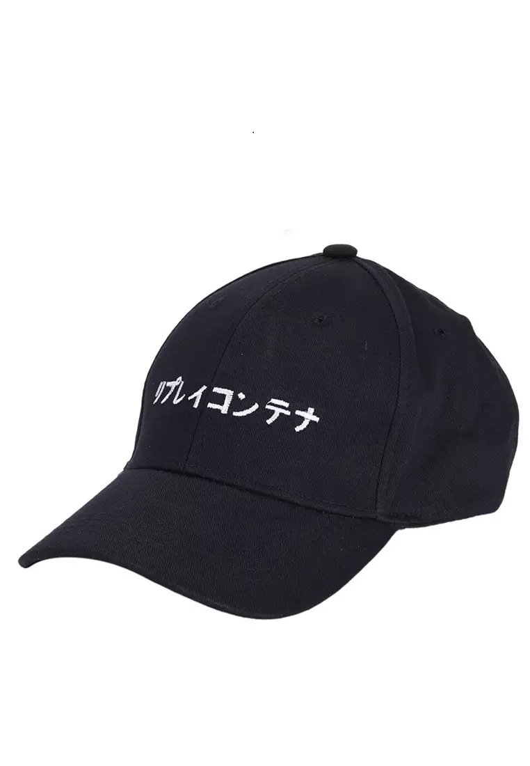 Drsh Topi Baseball Pria & Wanita Japanese Letter Katakana Resizable Strap Material Cotton ORIGINAL - Black