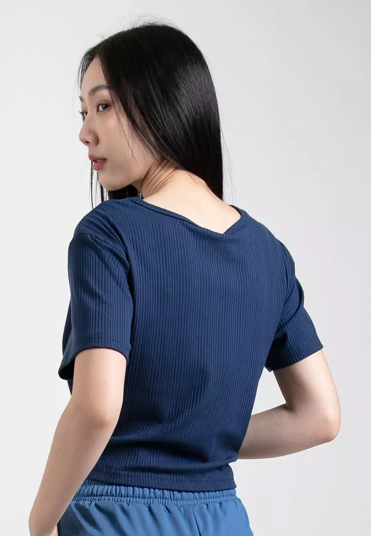 Forest Ladies Ribbed Crop Top Women Crop T-Shirt | 822343-30DkBlue