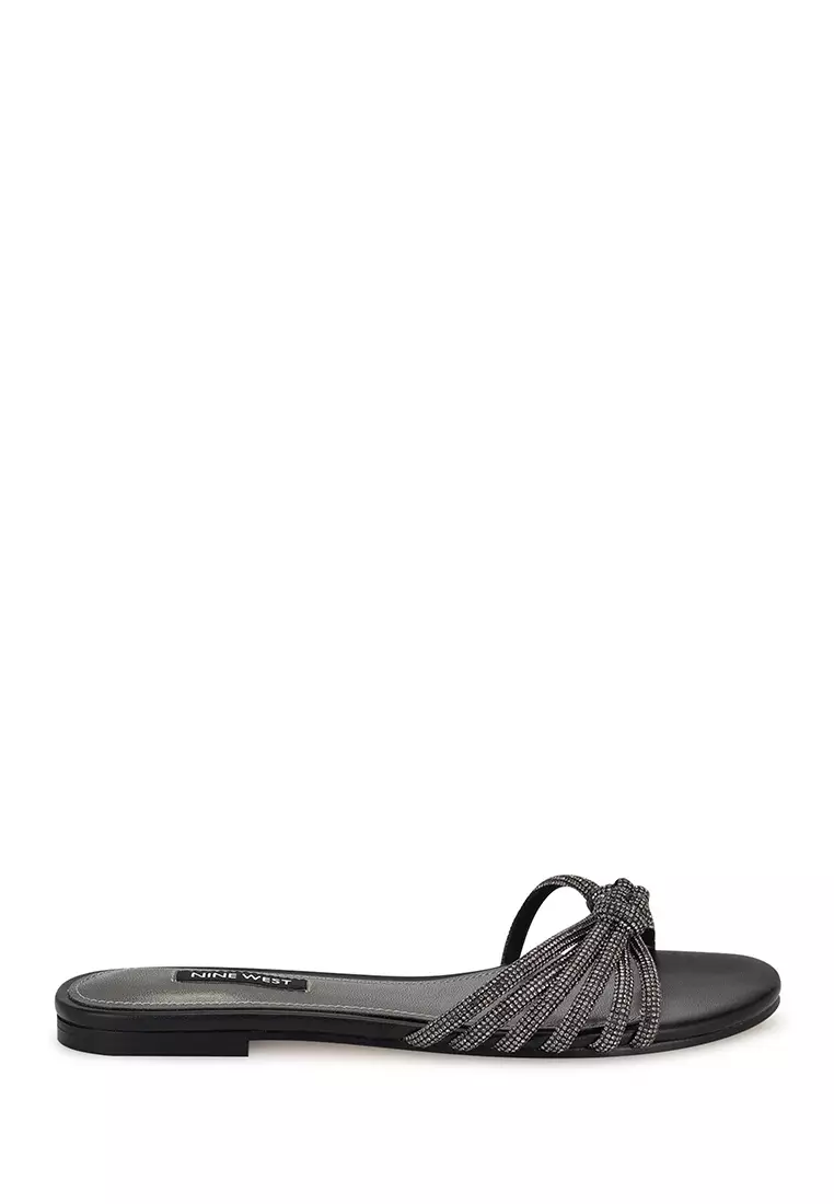 Discount on Nine West  shoes - SKU: Luxury5 Flat Slide Sandals Black