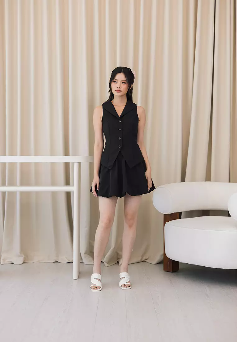 Collared Vest in Black