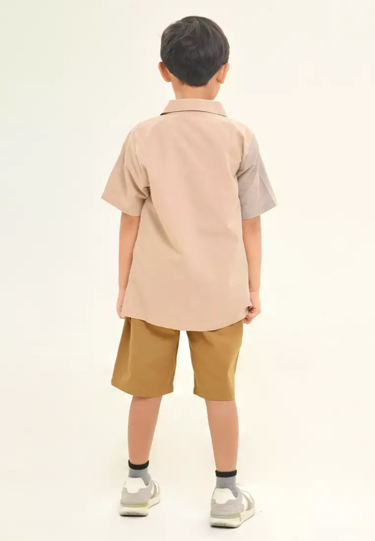 Rabbani - Setelan Baju Anak Laki-laki Kemkid Chio Beige