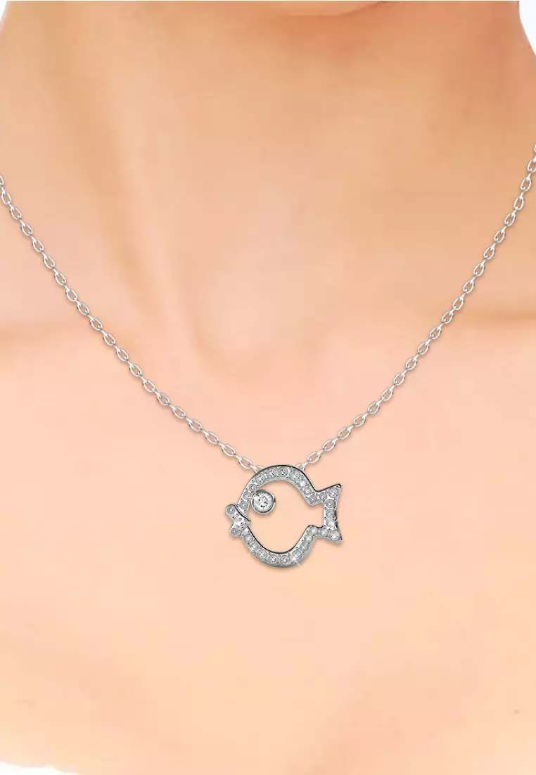 Pufferfish Pendant WG - Kalung Crystal Swarovki by Her Jewellery