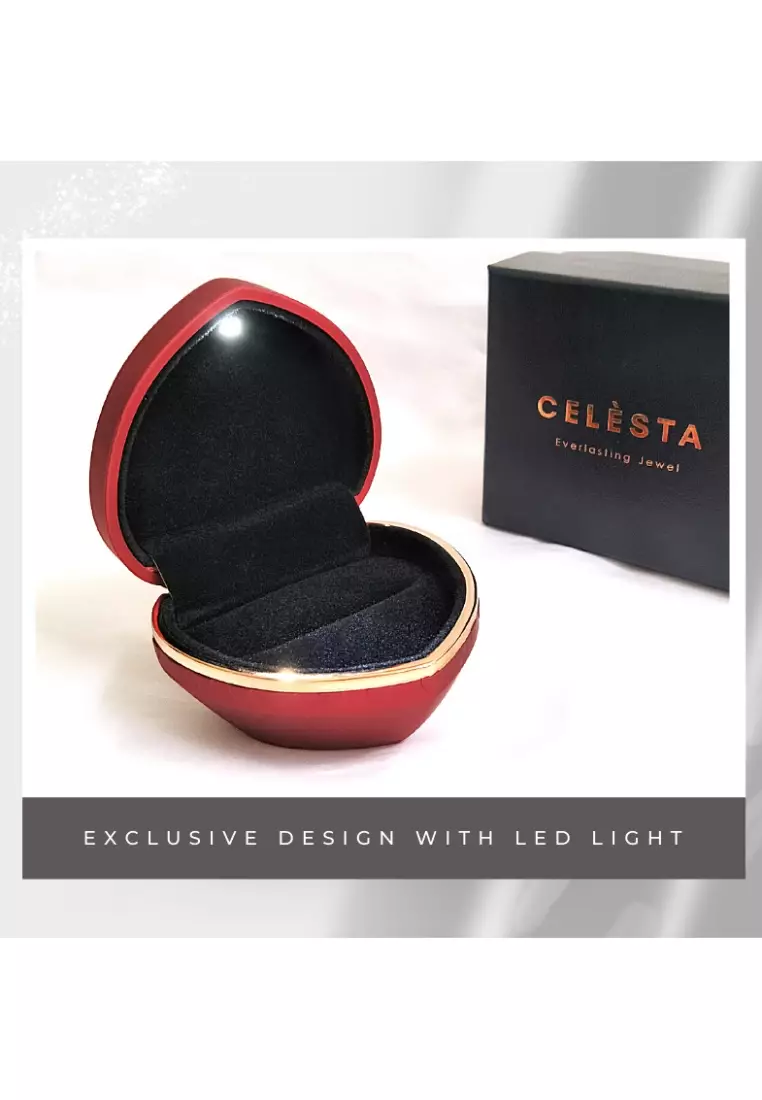 Berlian Moissanite Les Estelle Ring Rose Gold [GRA CERTIFICATE MOISSANITE DIAMOND] - Cincin 1ct Moissanite Diamond 925 Silver Celesta by Her Jewellery