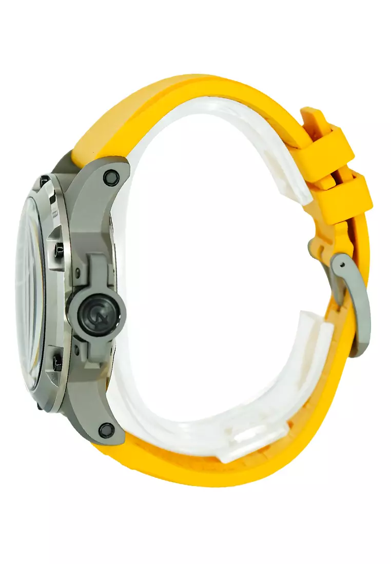 Alexandre Christie Automatic - Jam Tangan Pria - Titanium - Yellow Rubber Strap - 6295MTRTPBAYL