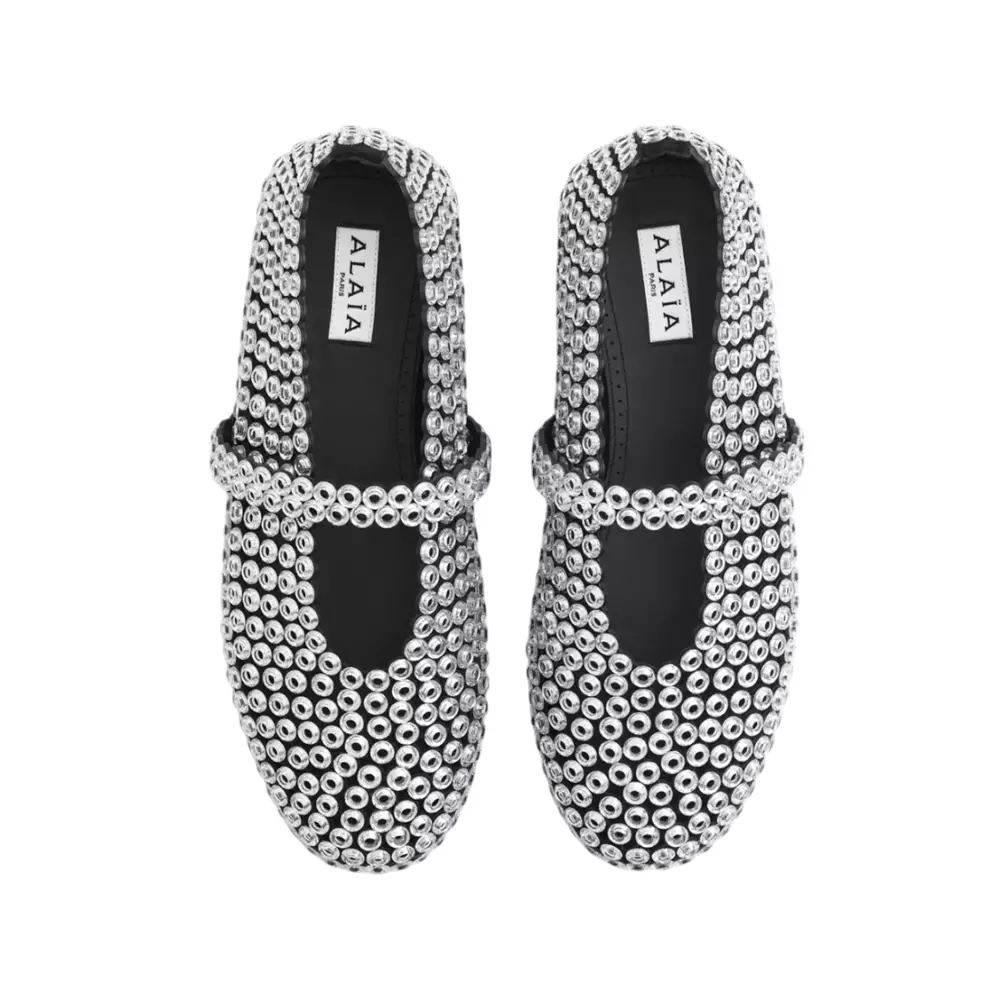[6.6UNCANG HARGA] Ballet Flat in Glass Eyelet Suede Goatskin Transparent