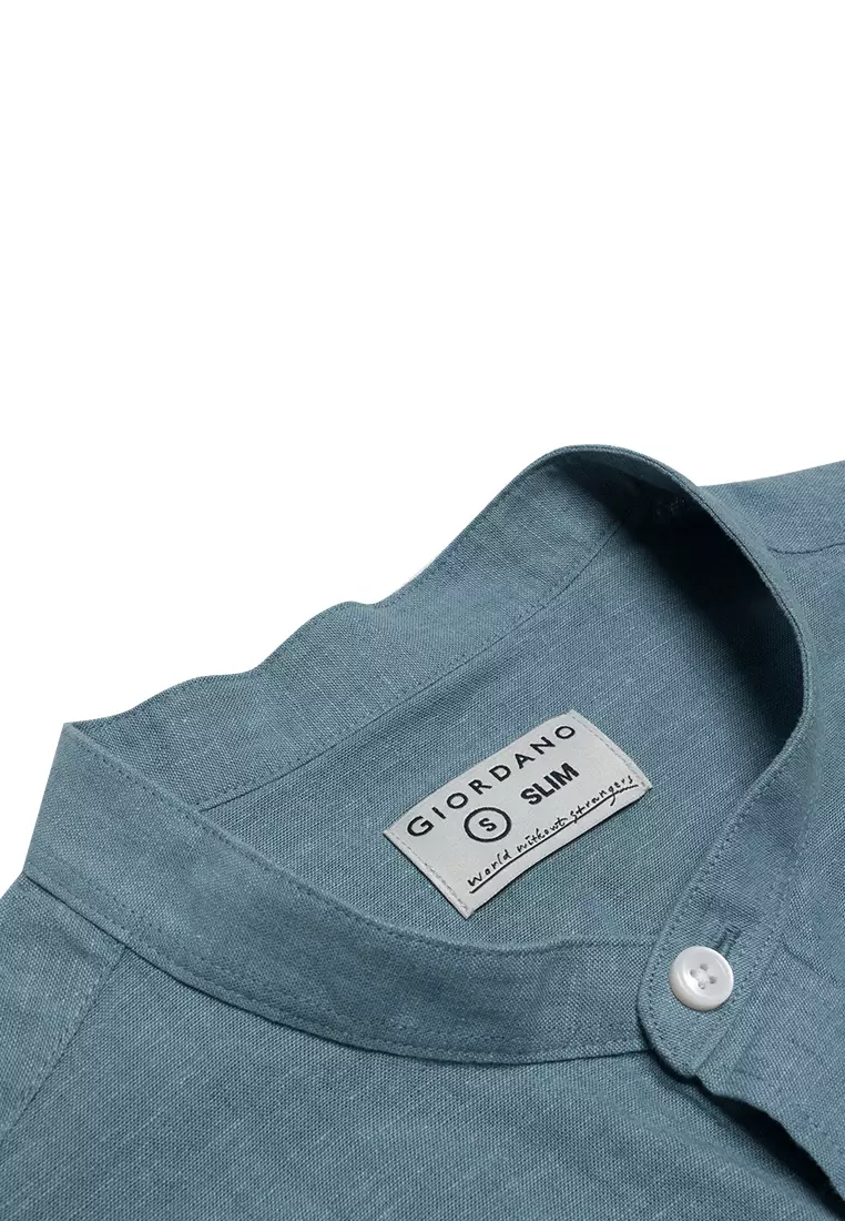 Buy Giordano Men's Cotton Linen Chinese Collar Shirt 2024 Online ...