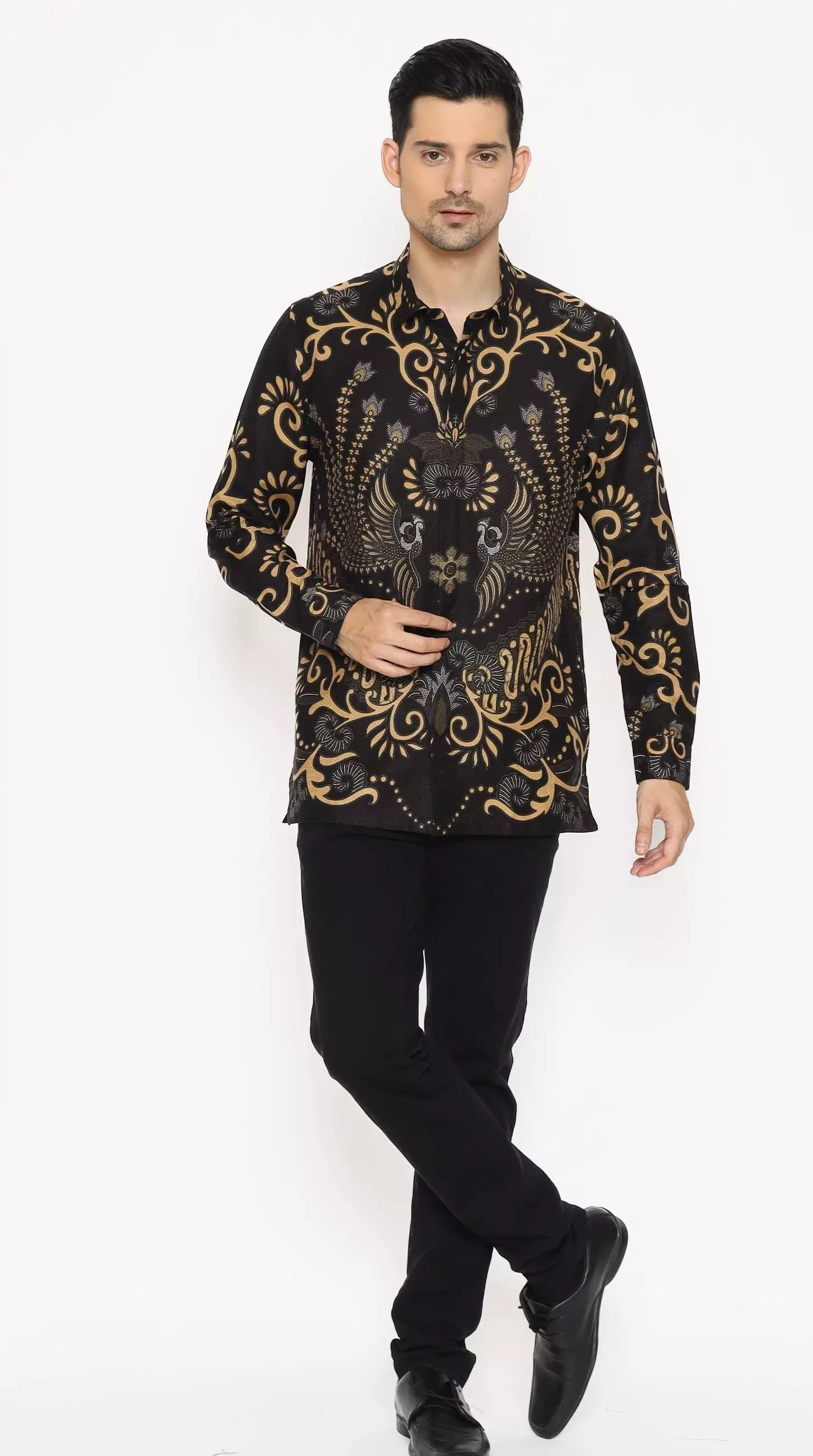 MAGINOT NARENDRA BROWN Batik MOTIF TIMBUL DOBBY Slim Fit Lengan Panjang