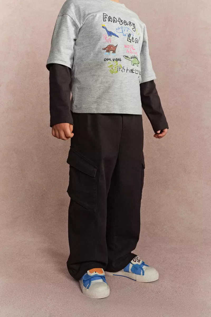 Cotton twill cargo trousers