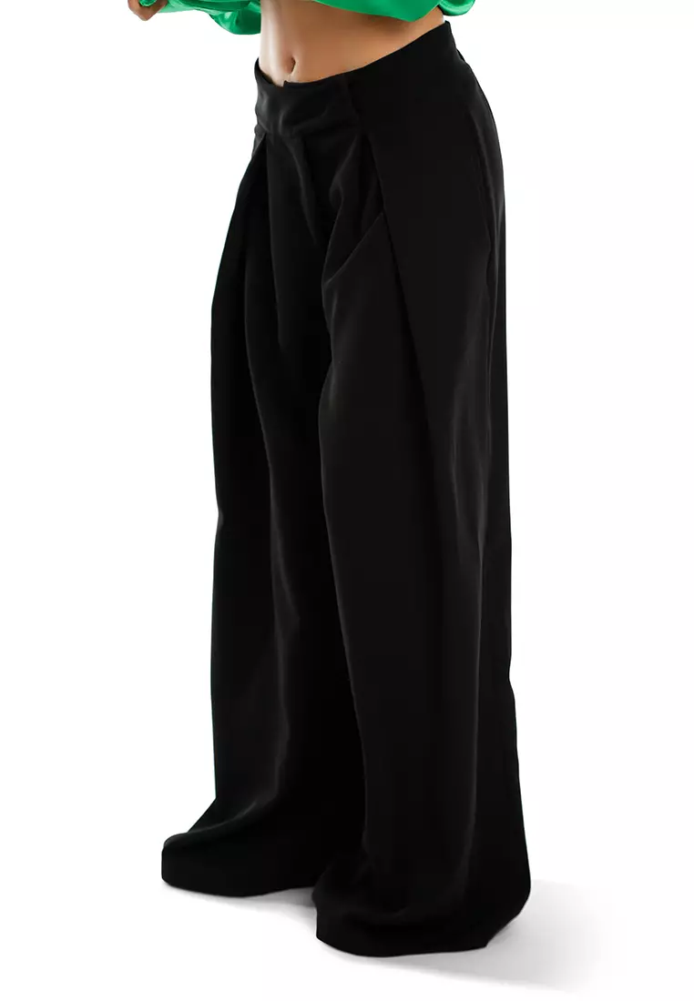 High Waist Wide Leg Trousers in Black