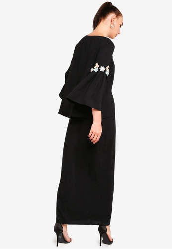 Buy Embellished Flare Sleeves Top Set from Zalia in Black at Zalora