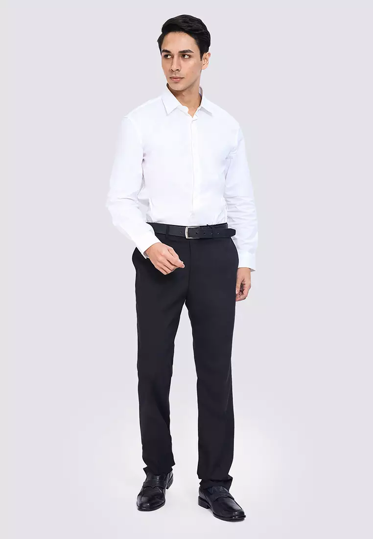 Solid Slim Fit Stretch Trousers