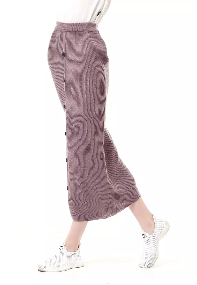 Deliana Rok Rajut Kancing Bawahan Wanita Premium Quality - Burgundy