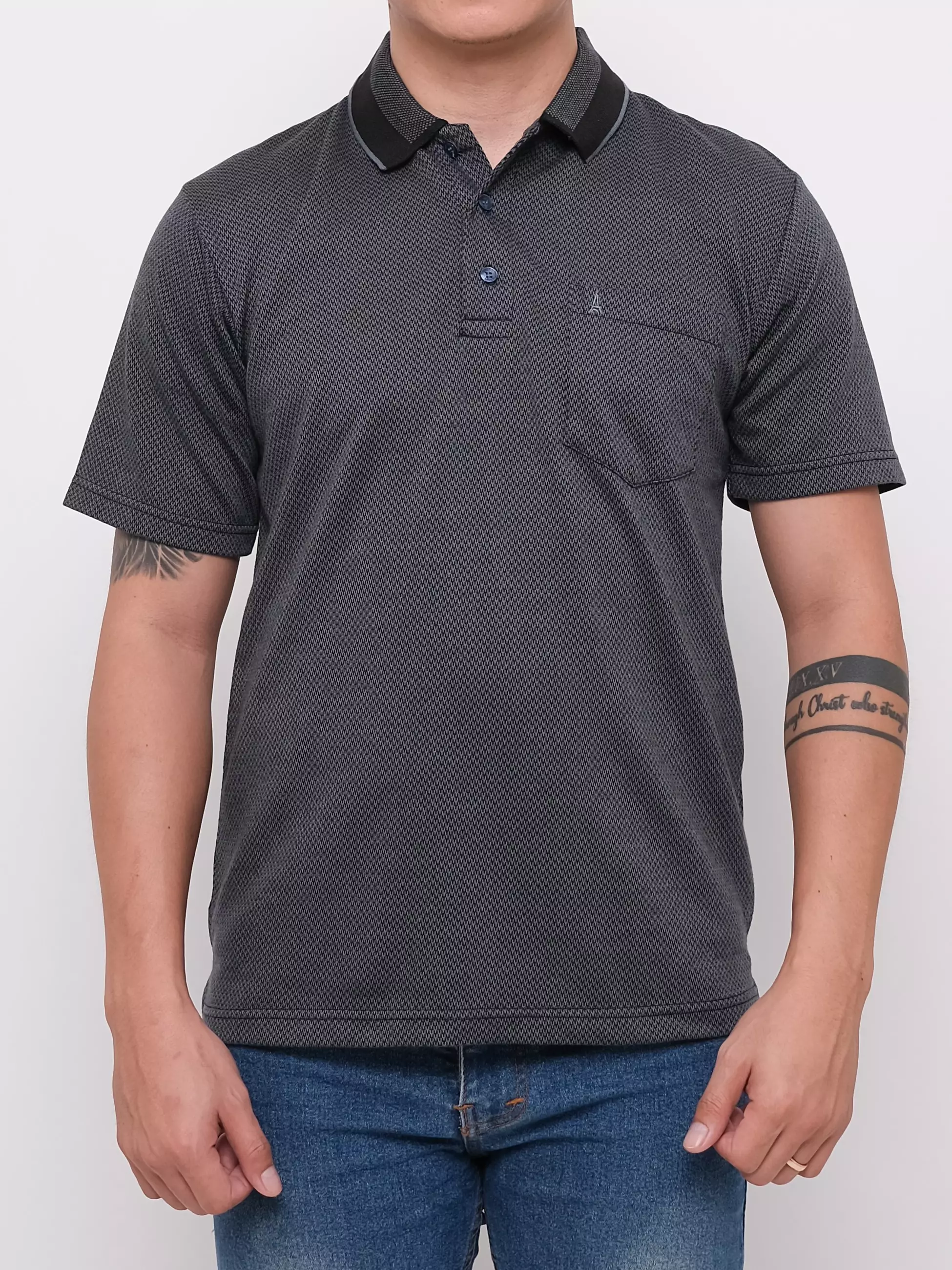 Andre Michel Polo Shirt Lengan Pendek Abu Hitam 3439