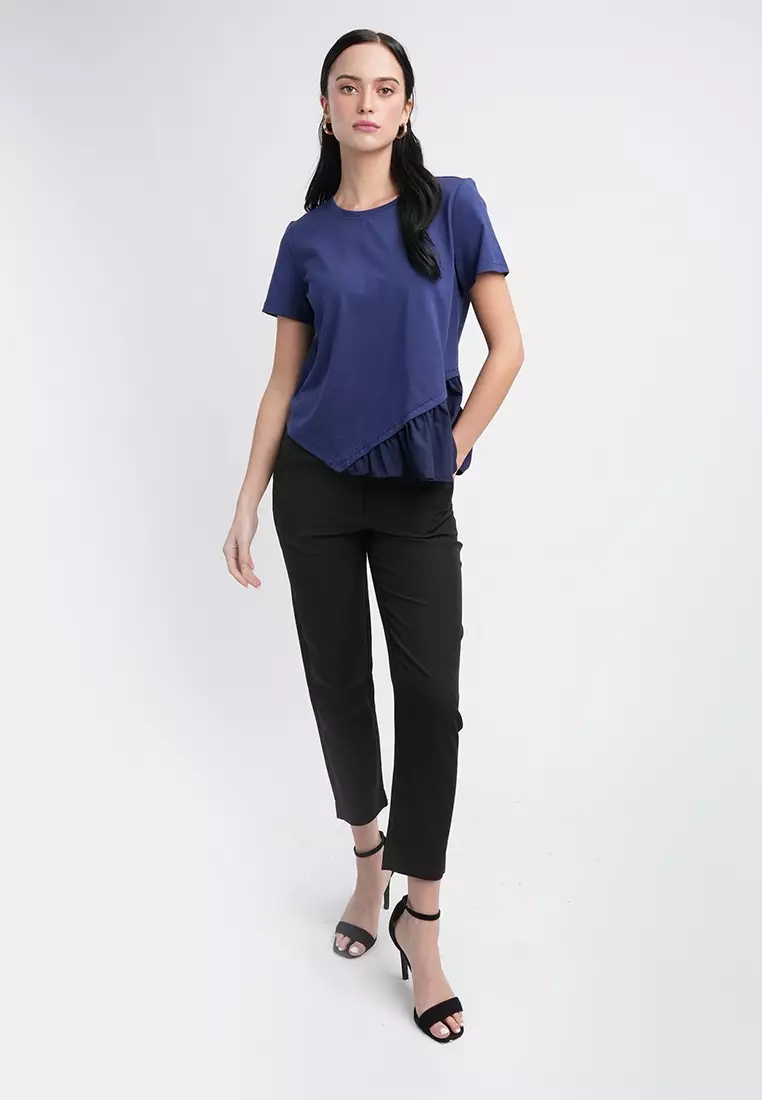 Harper Tee with Slanted Peplum Hem