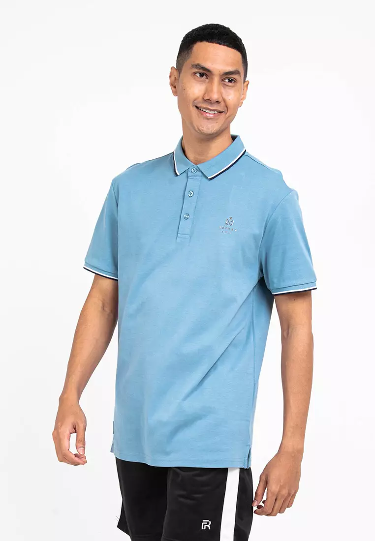 Forest Premium Weight Cotton Polo Tee 220gsm Interlock Knitted Polo T Shirt | 23761-38DustyBlue