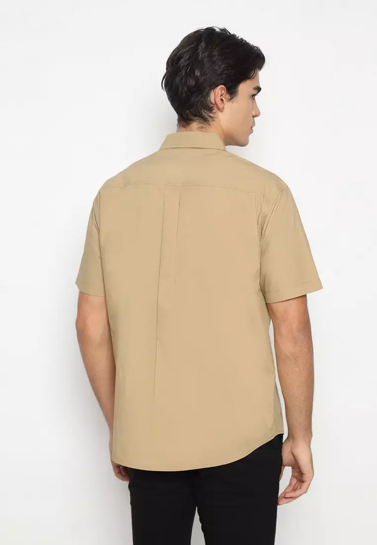 POLICE Kemeja Polos Cotton Espresso Regular Fit Pria