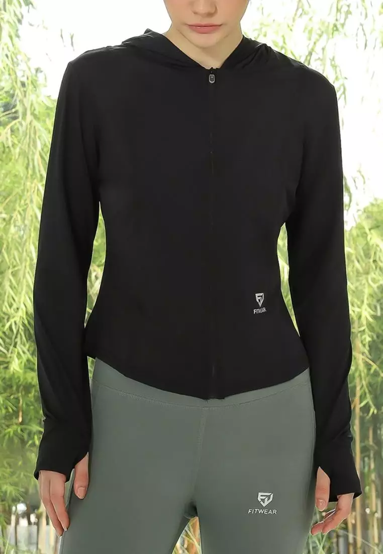 Fitwear - Jaket Olahraga Wanita DRYFIT NATASHA SLIMFIT ANTI UV - BLACK