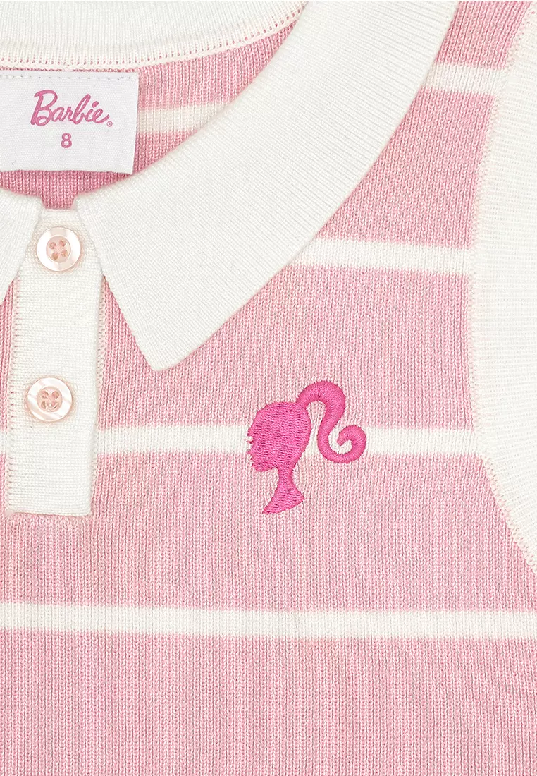 Girls Licensed Collared Sleeveless Top - Pink Stripes