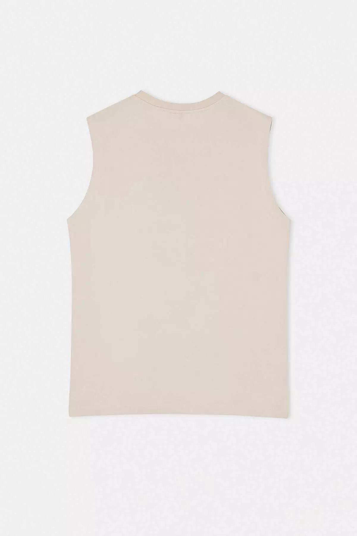 Beige Regular Cut Slogan Printed 100% Cotton Undershirt Tmnss26Al00003