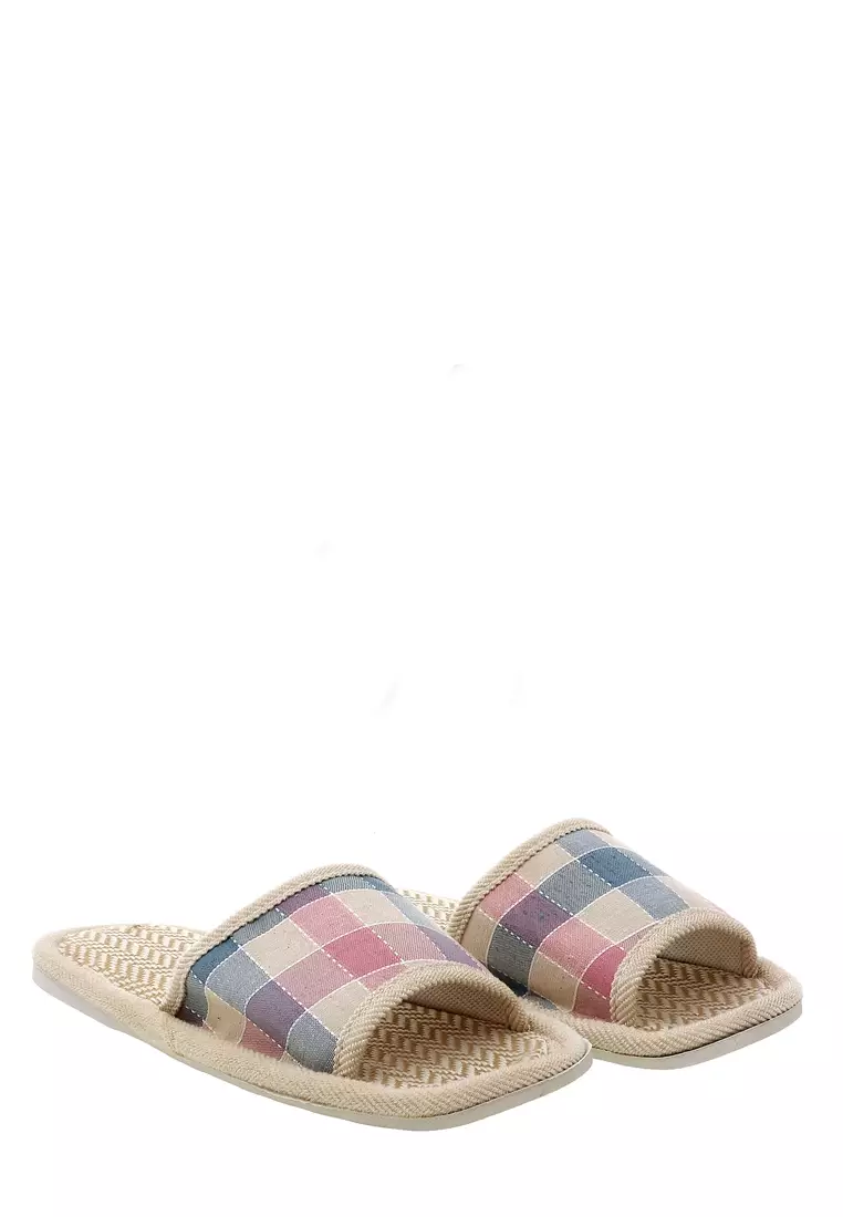 Asher Sandal Selop Kasual Wanita Linen Indoor Size 39-40 Material Kain ORIGINAL
